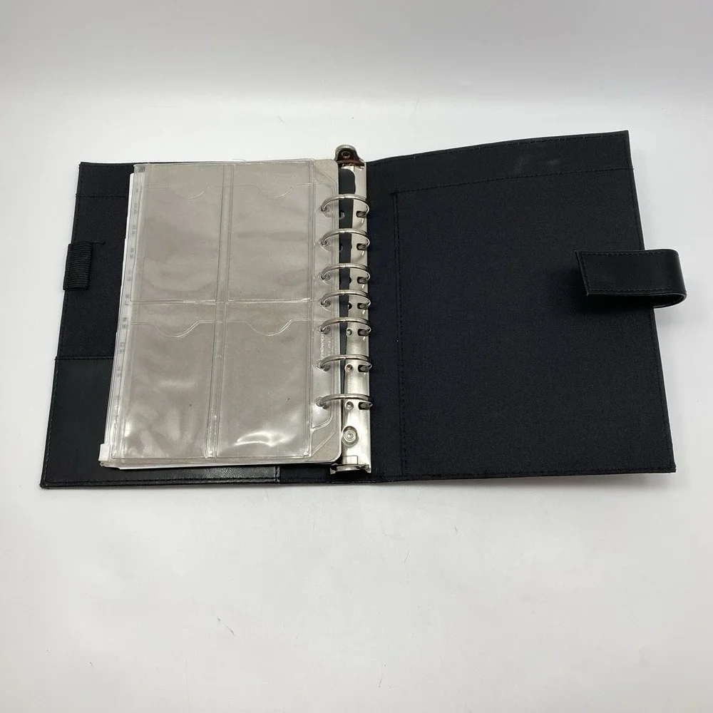 Day-Timer Black Faux Leather 9x7 Personal Planner 7-Ring Binder‎ Organizer Folio